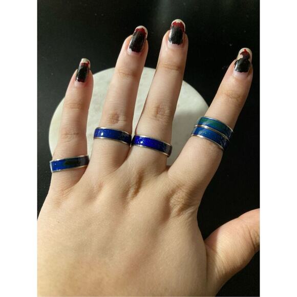 Mood ring thermal color, changing wedding band style ring 8 unisex - Picture 6 of 7